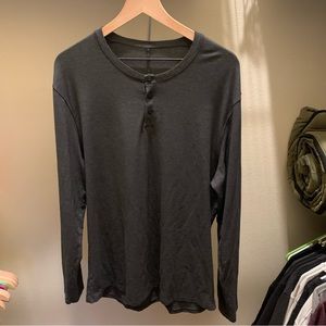 Mens Lululemon Longsleeve Henley Shirt Drk Grey XL